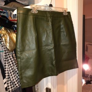 Boohoo Faux Olive Green Skirt